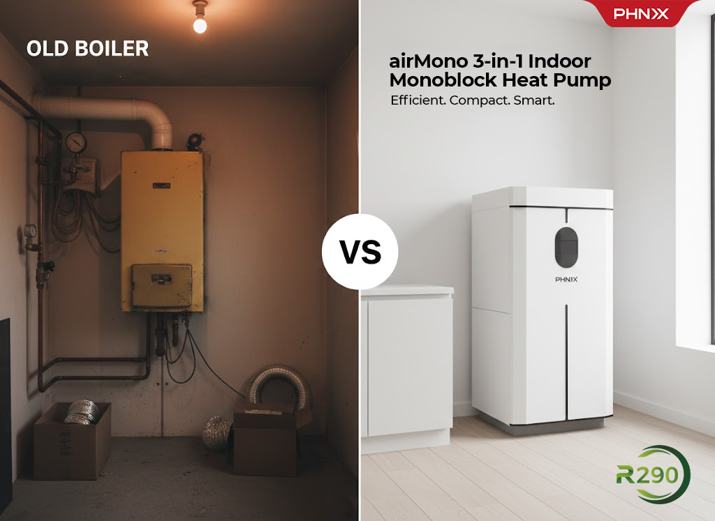 PHNIX Unveils airMono: The Revolutionary A+++ R290 Indoor Monoblock Heat Pump for Urban Retrofit